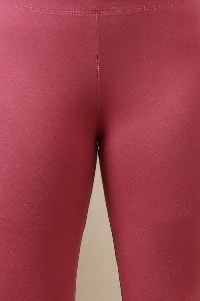Purple Cotton Lycra Ankle Length Leggings