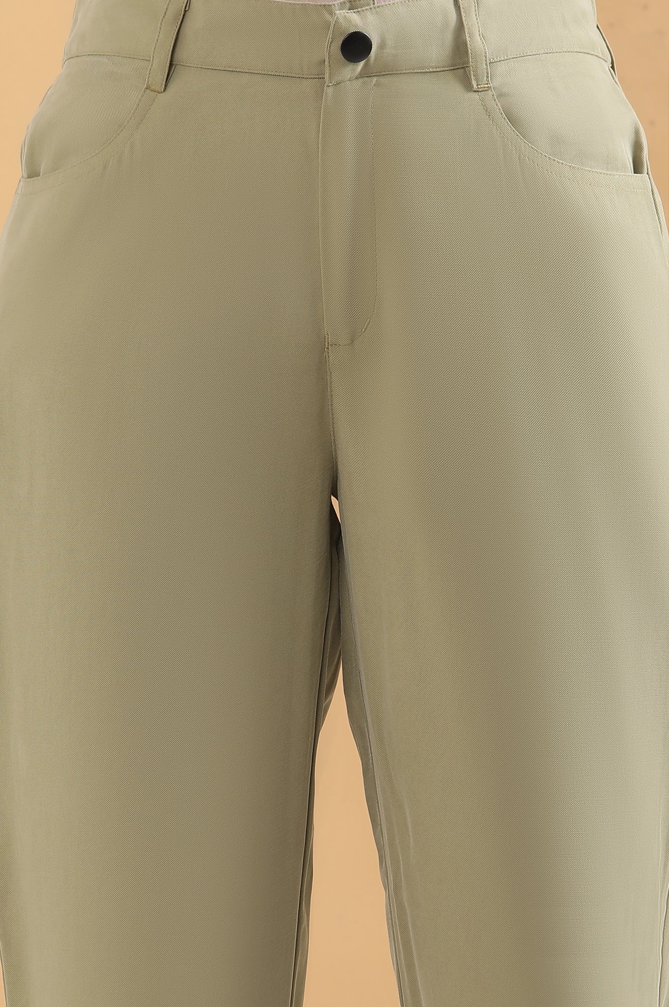 Olive Green Straight Fit Trouser Pants