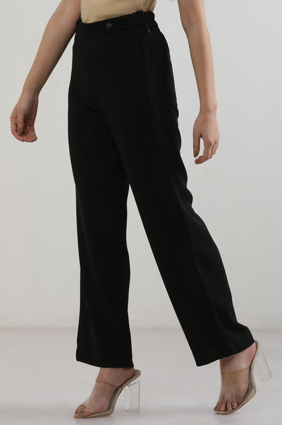 Black Solid Parallel Pants