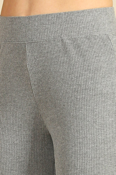 Grey Solid Rayon Parallel Pants