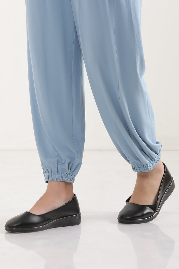Elleven Women's Light Blue Solid Pleated Harem Pants
