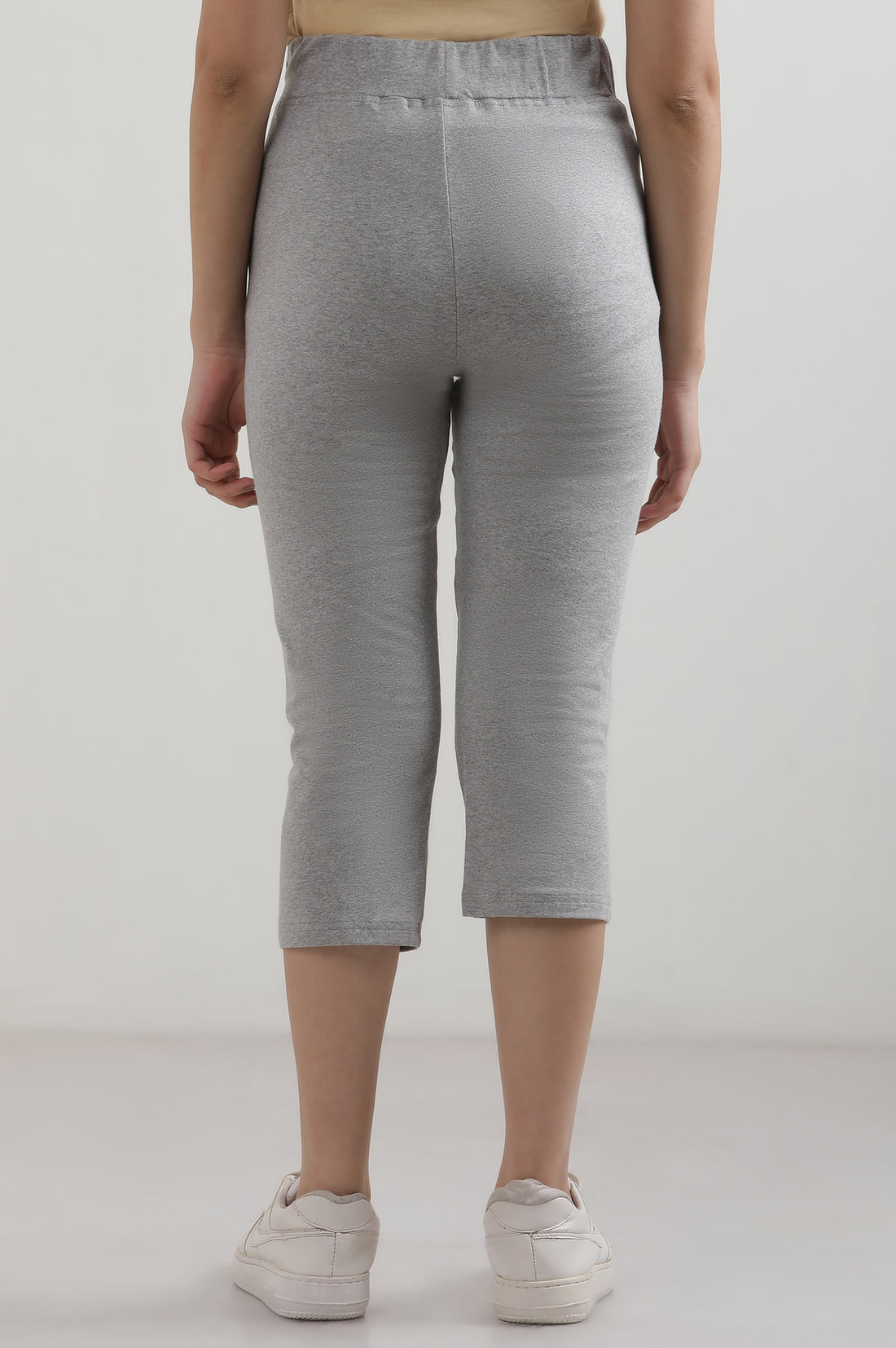 Grey Solid Cotton Blend Straight Palazzos &amp; Culottes