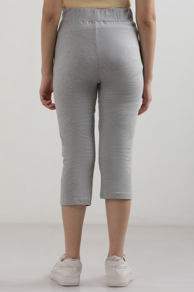 Grey Solid Cotton Blend Straight Culottes