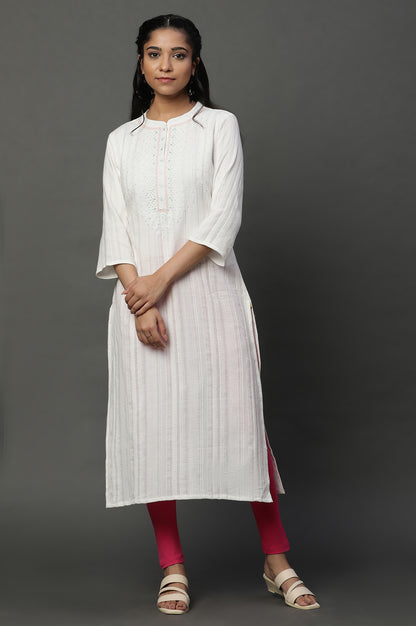 White Embroidered Cotton Classy Kurta