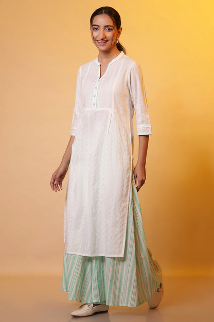 White Classic Kurta with Contrasting Trims