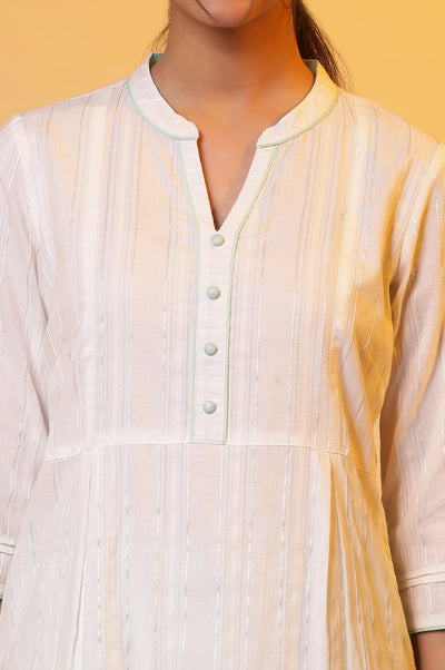White Lace Cotton Blend Straight Kurta and Palazzo Set