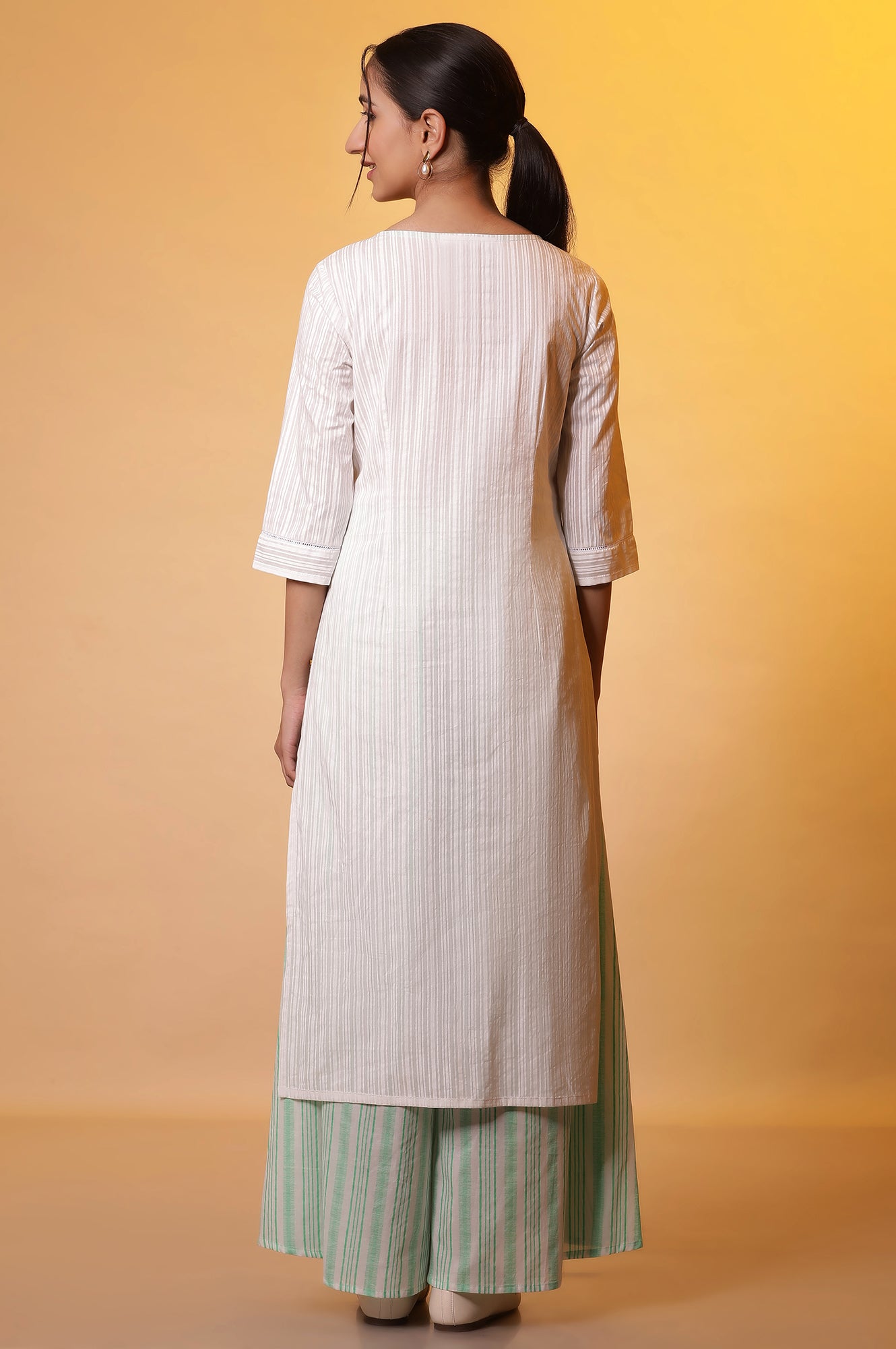 White Embroidered Yoke Kurta