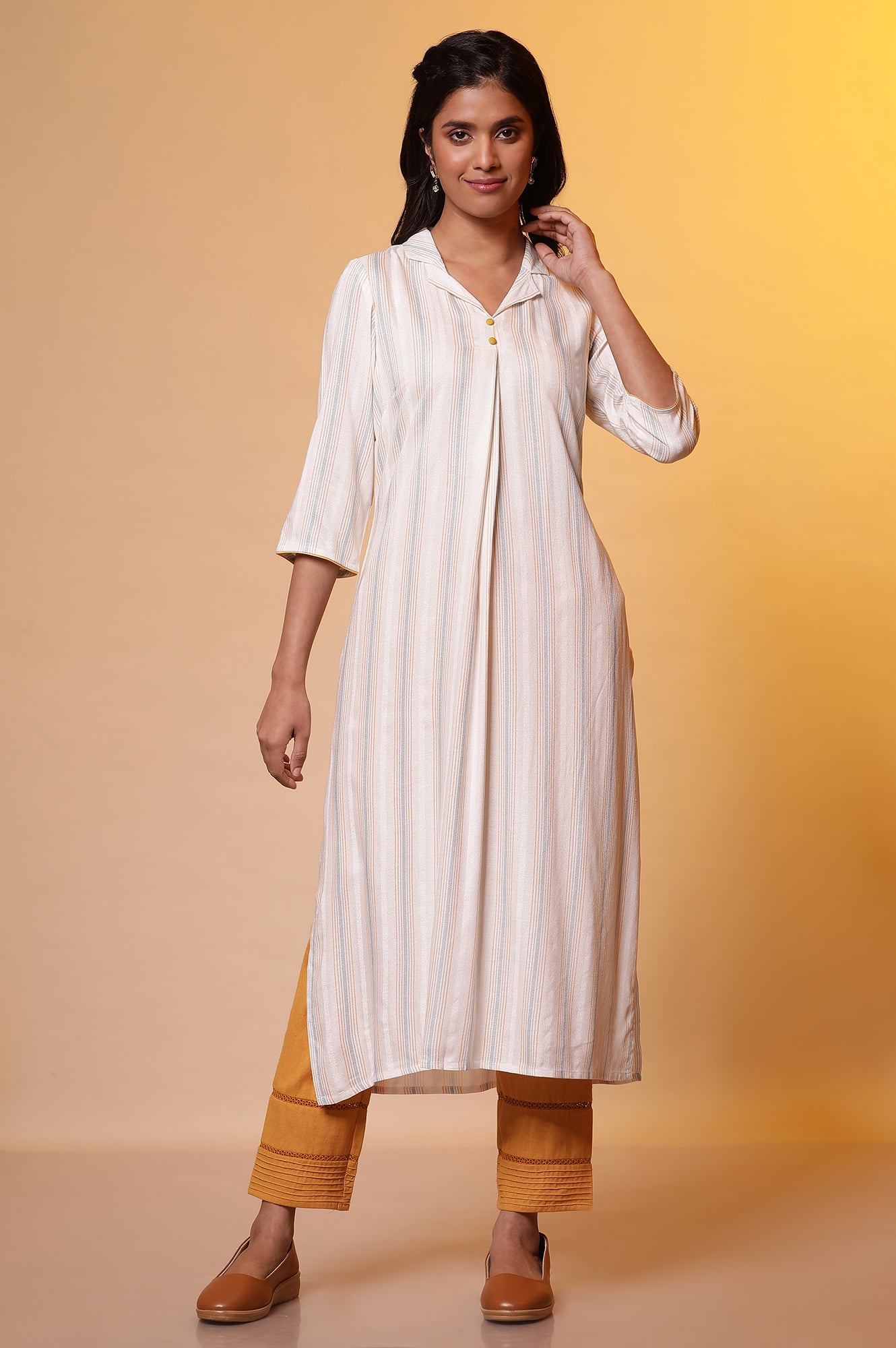 White Striped Shirt Kurta