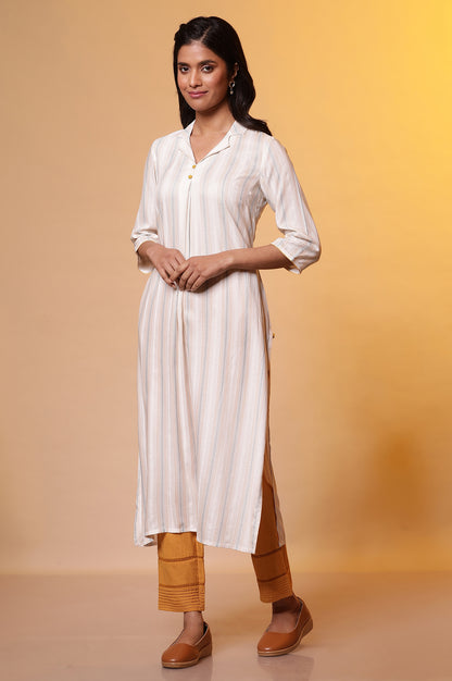 White Striped Shirt Kurta