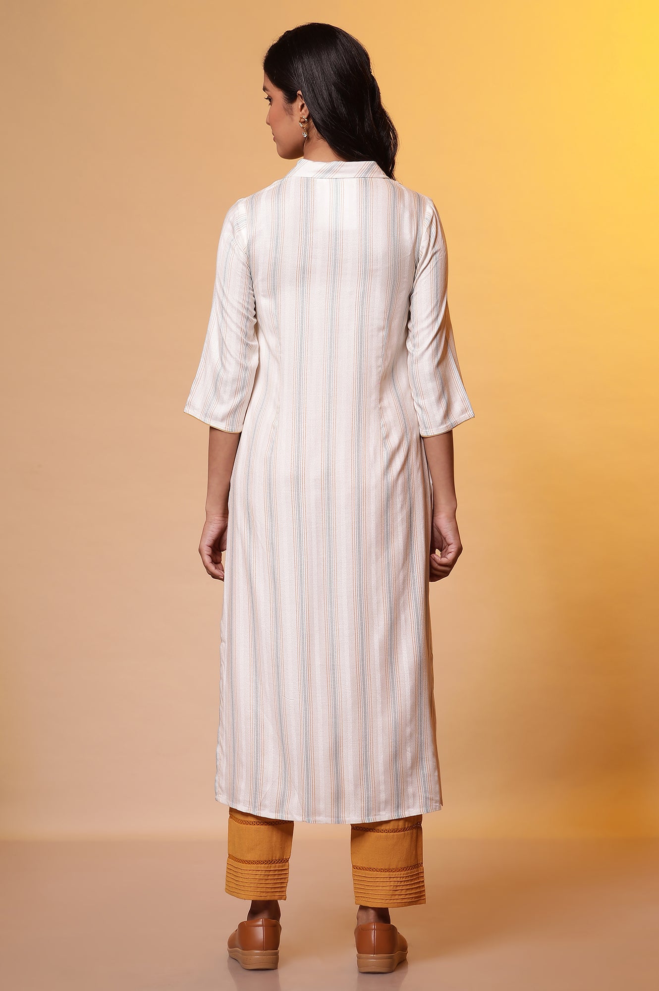 White Striped Shirt Kurta