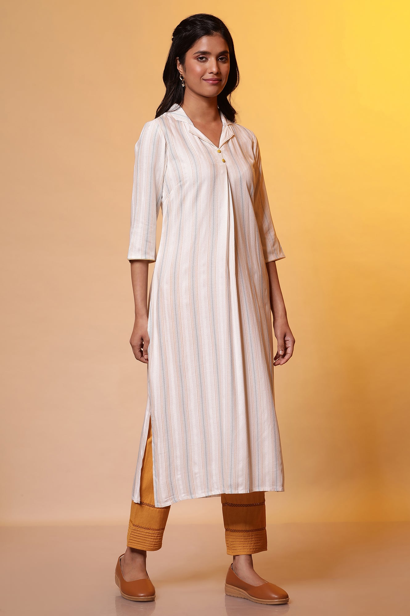 White Striped Shirt Kurta