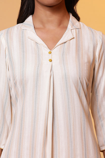 White Striped Shirt Kurta