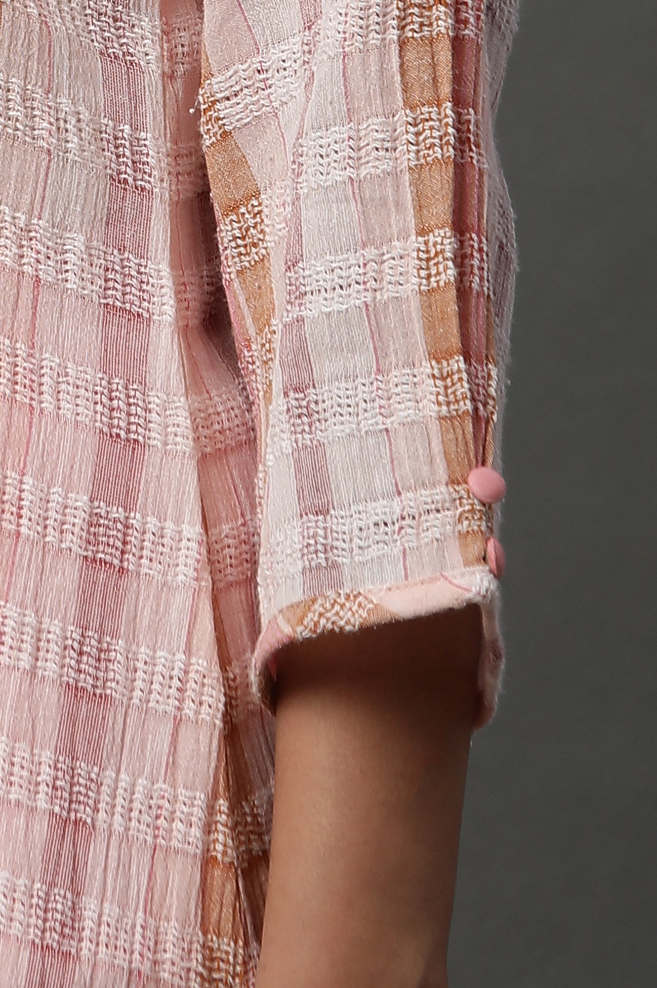 Shell Pink Printed Yarn-Dyed Kurta