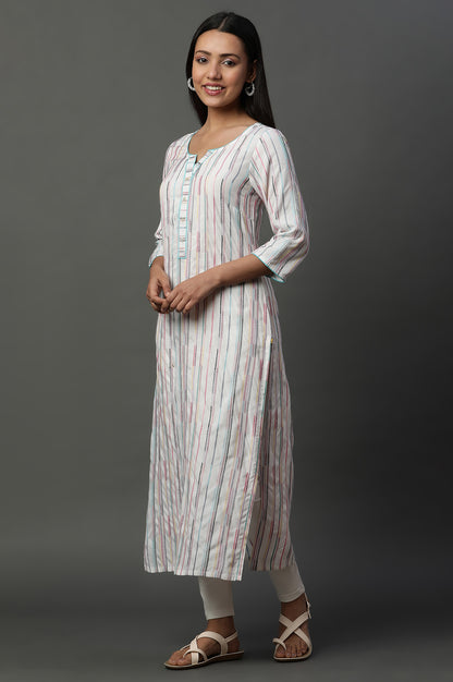 Multi-coloured Yarn-Dyed Striped Everyday Kurta