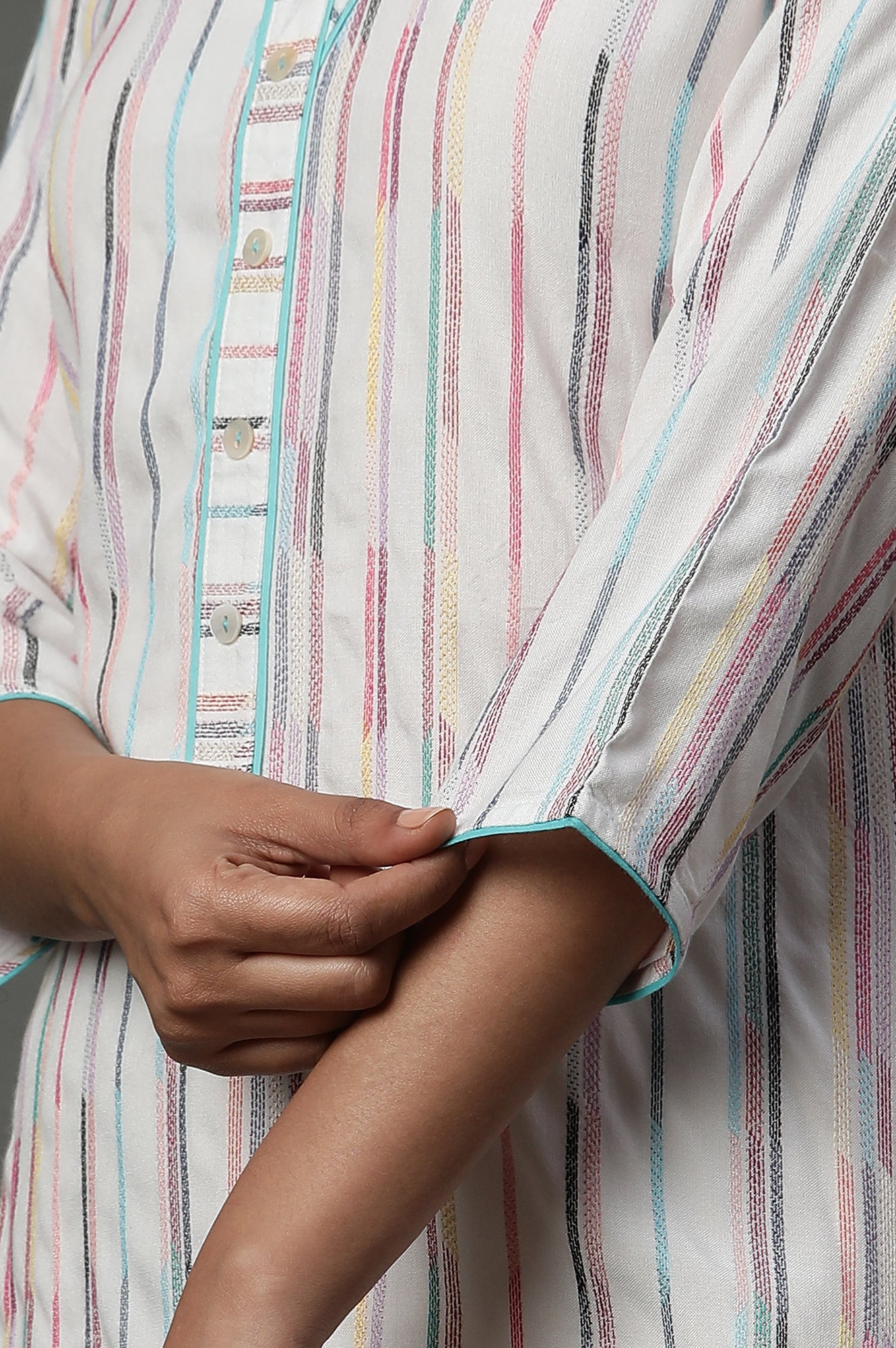 Multi-coloured Yarn-Dyed Striped Everyday Kurta