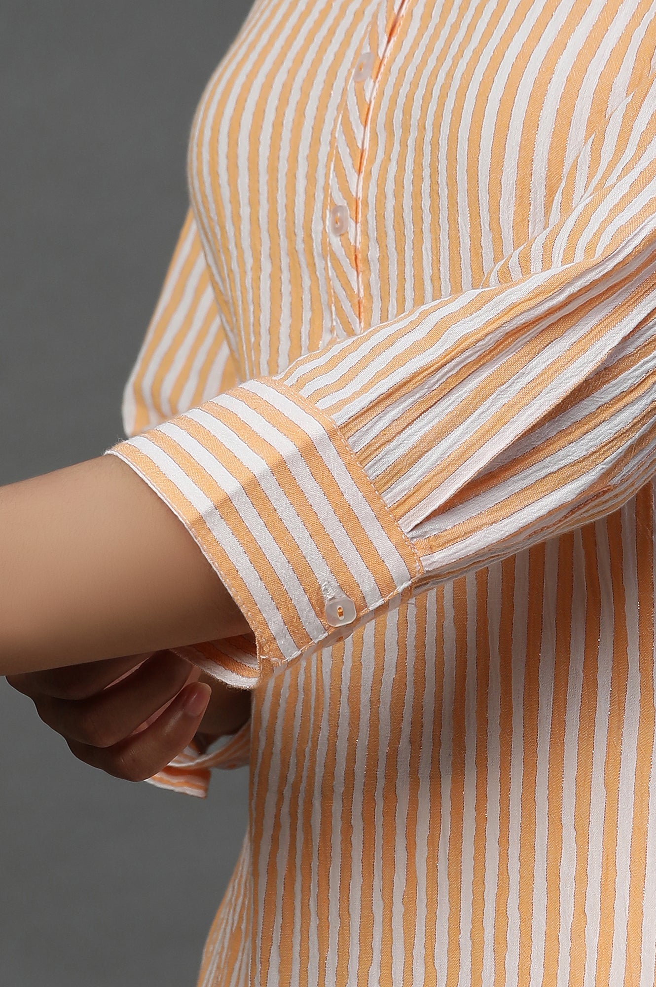 Orange and White Stripe Casual Kurta