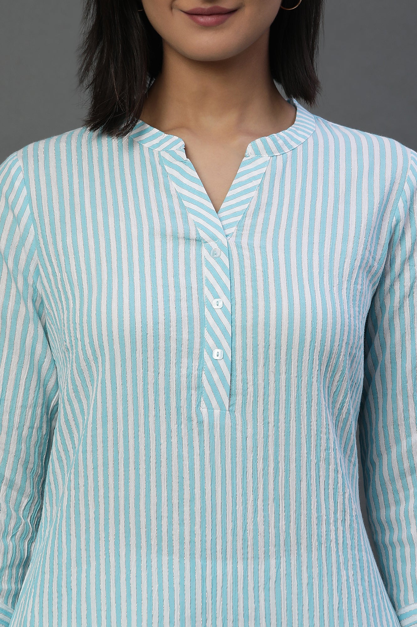 Blue and White Stripe Casual Kurta