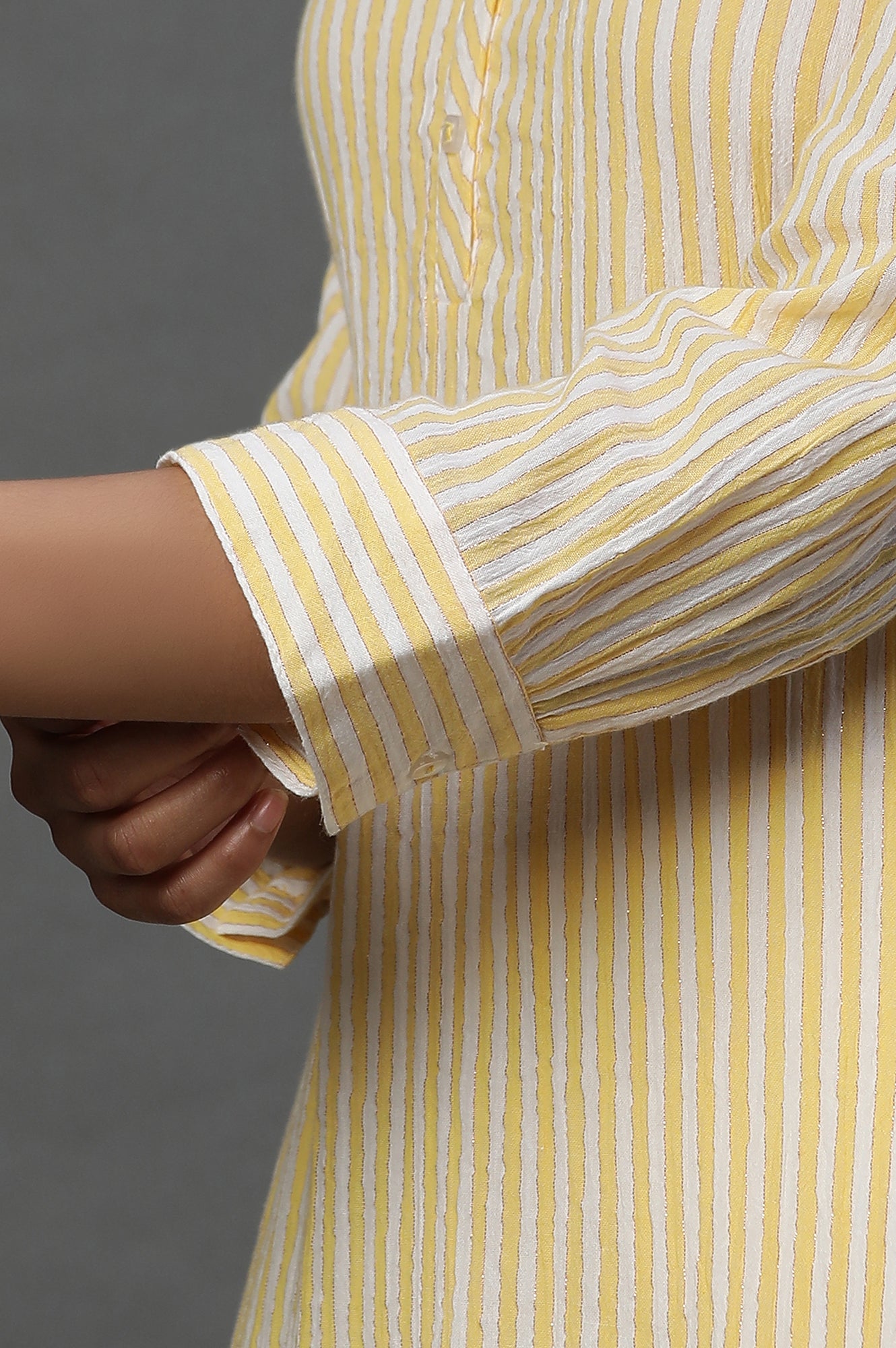 Yellow and White Stripe Casual Kurta