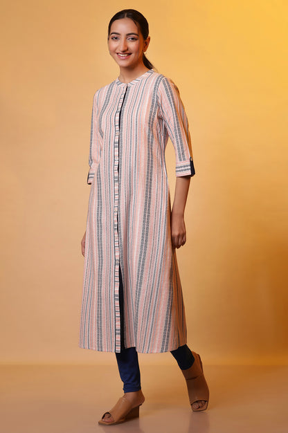 Multi-coloured Striped Dobby Kurta