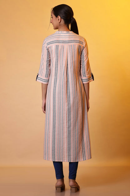 Multi-coloured Striped Dobby Kurta