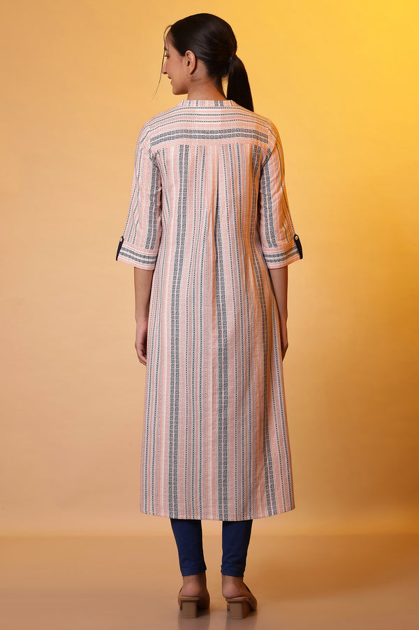 Multi-coloured Striped Dobby Kurta