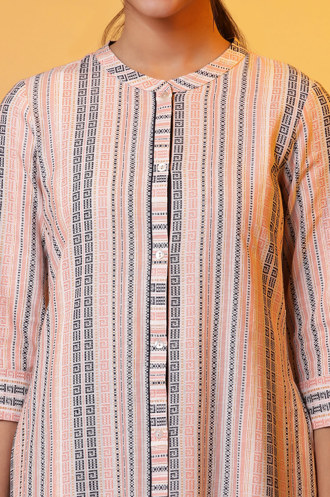 Multi-coloured Striped Dobby Kurta
