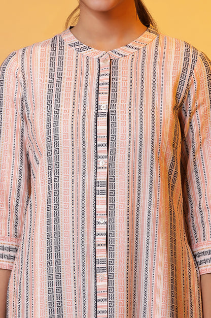 Multi-coloured Striped Dobby Kurta