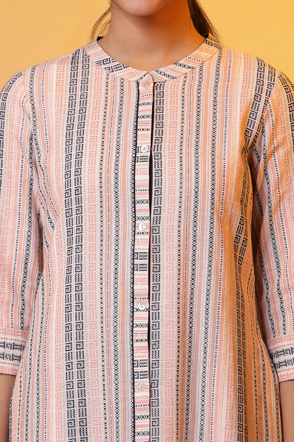 Multi-coloured Striped Dobby Kurta