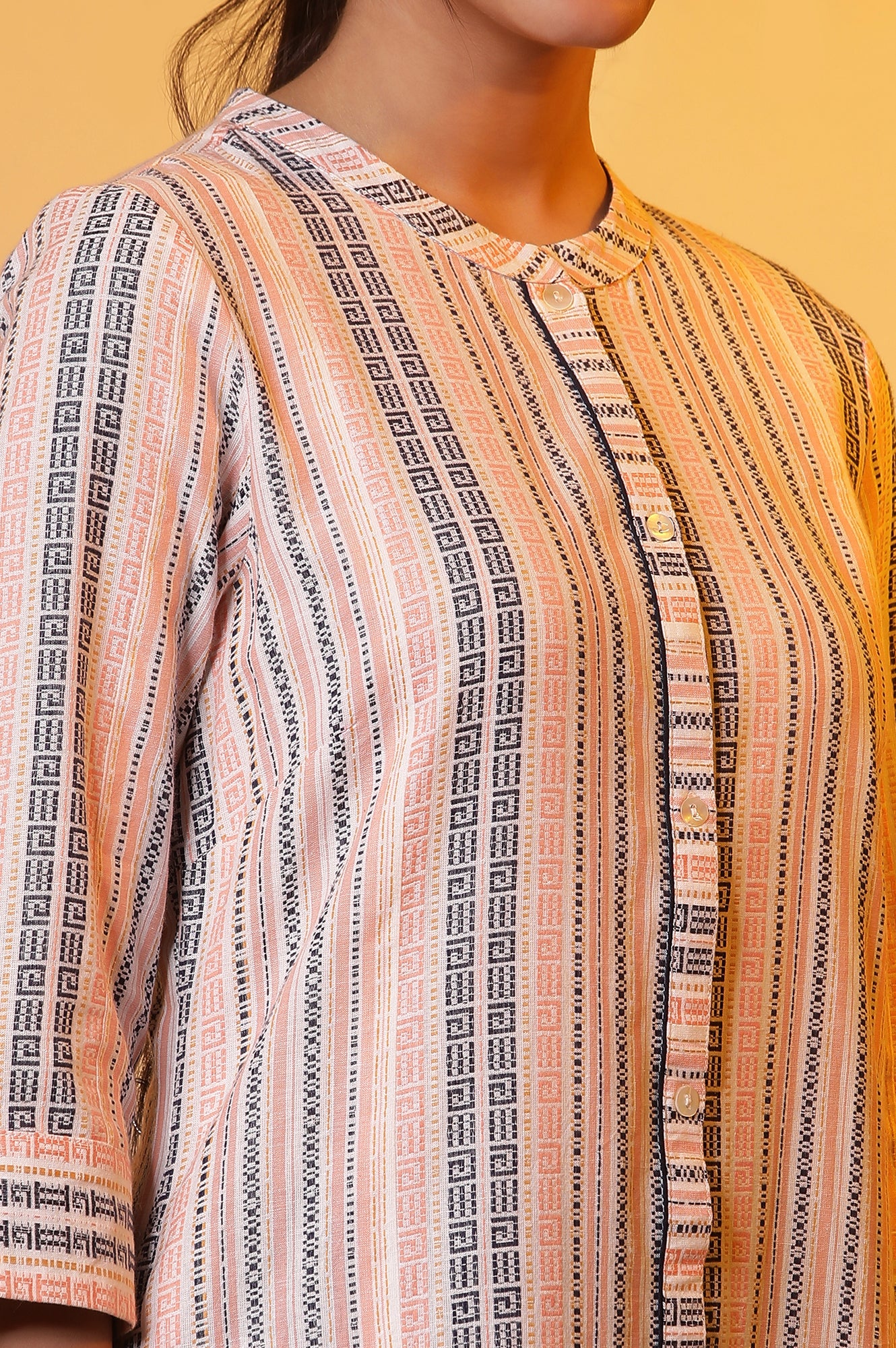 Multi-coloured Striped Dobby Kurta