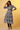 Blue Floral Printed Anarkali Kurta with Embroidered Neck