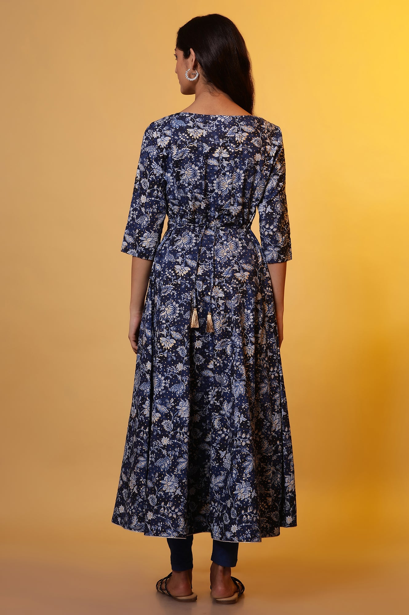 Blue Floral Printed Anarkali Kurta