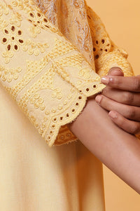 Yellow Embroidered Yoke Kurta