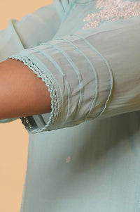 Blue Schiffli Straight Kurta