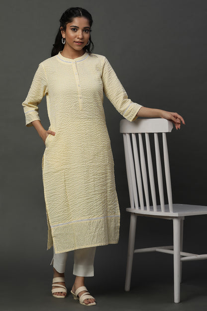 Yellow Seer Sucket Stripe Casual Kurta