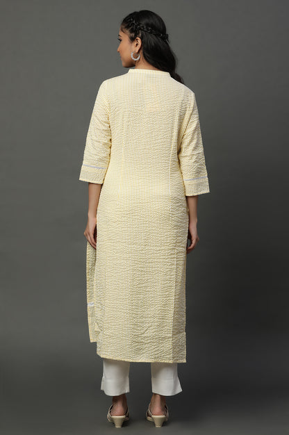 Yellow Seer Sucket Stripe Casual Kurta