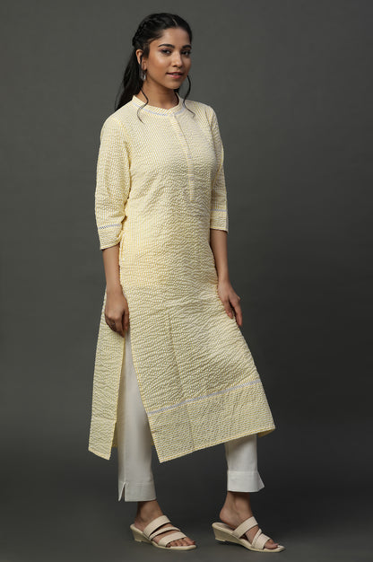 Yellow Seer Sucket Stripe Casual Kurta