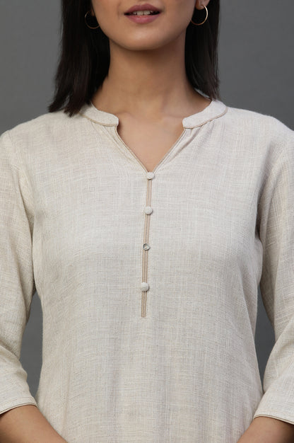 Natural Mandarin Collar Casual Kurta