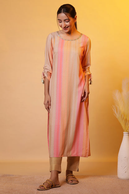 Multi-Coloured Striped Straight Kurta