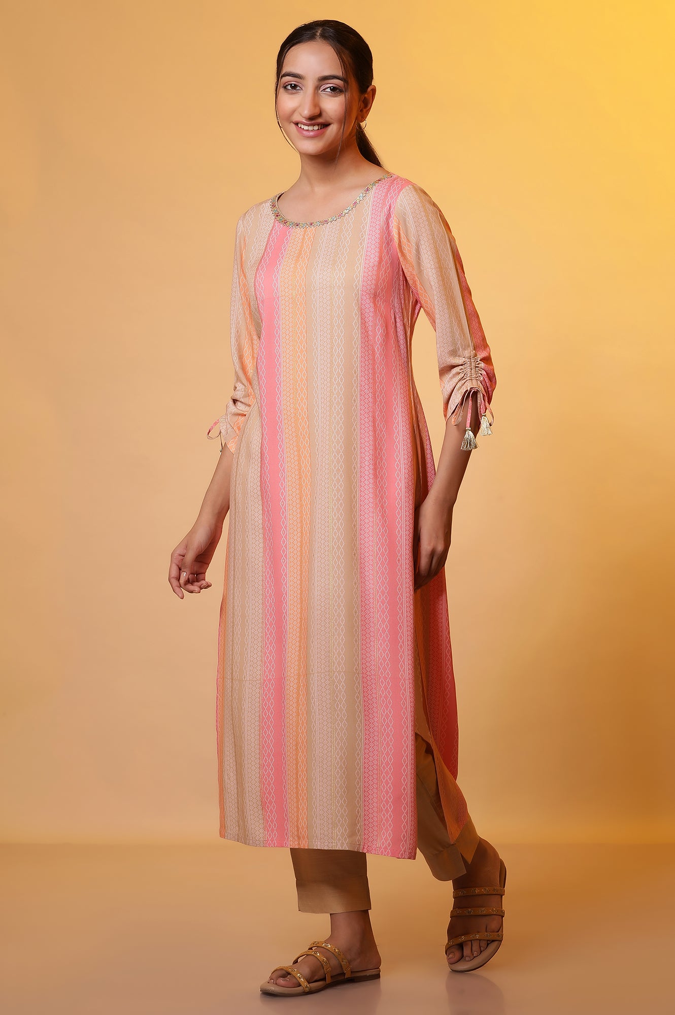 Multi-Coloured Striped Straight Kurta