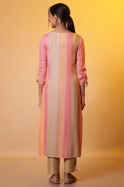 Multi-Coloured Striped Straight Kurta