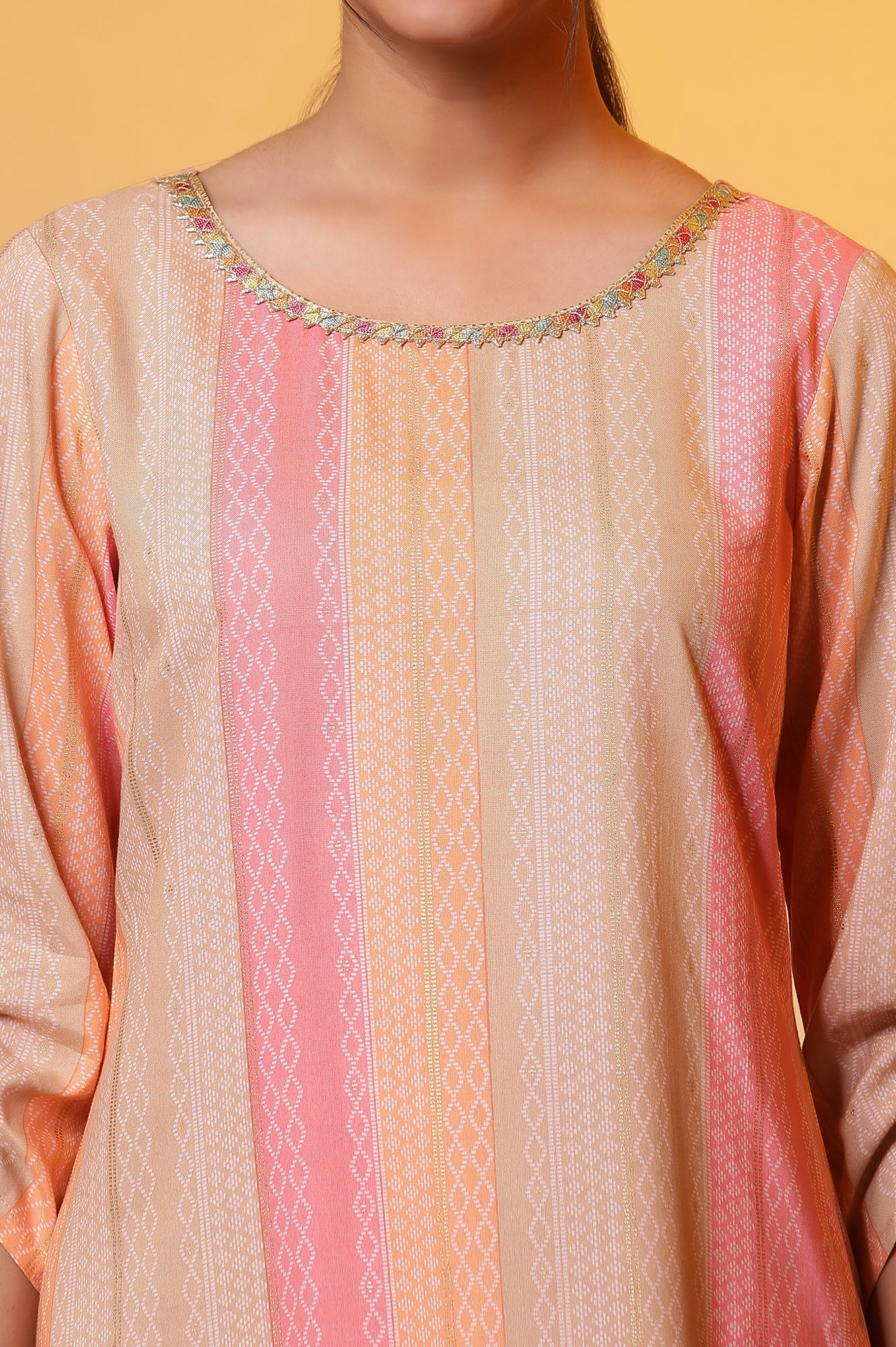 Multi-Coloured Striped Straight Kurta