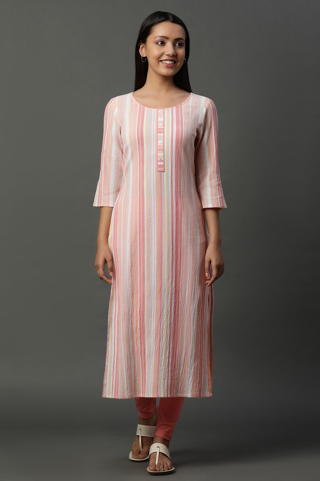 Soft Multi-coloured Textured Dobby Crepe Kurta
