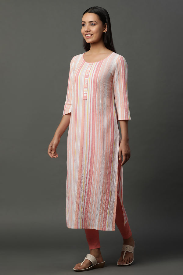 Soft Multi-coloured Textured Dobby Crepe Kurta