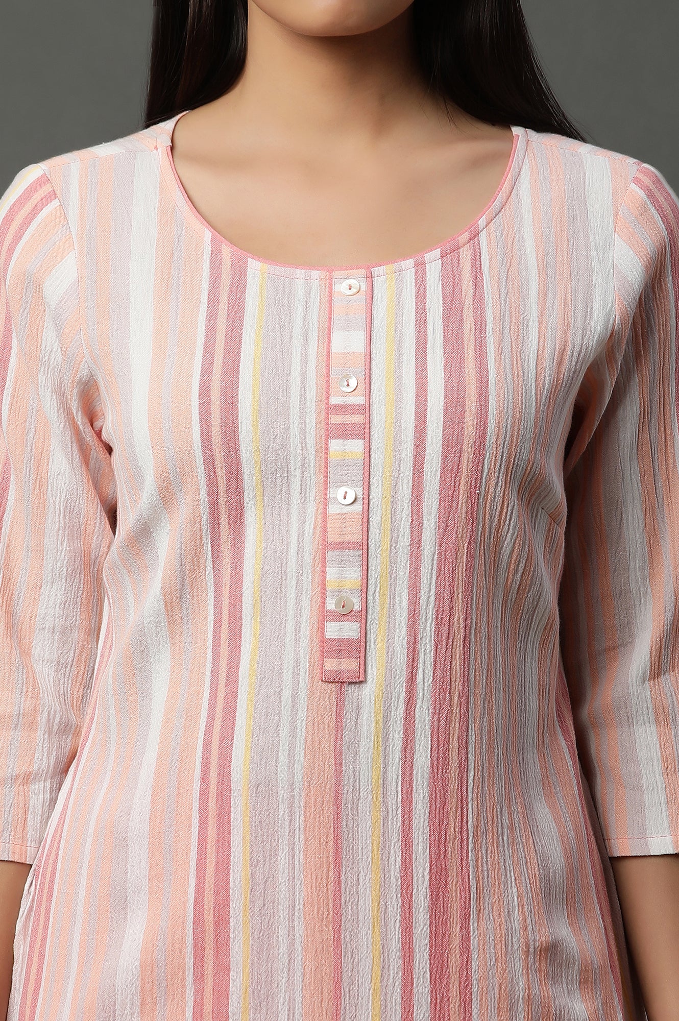 Soft Multi-coloured Textured Dobby Crepe Kurta