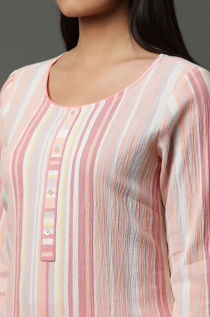 Soft Multi-coloured Textured Dobby Crepe Kurta