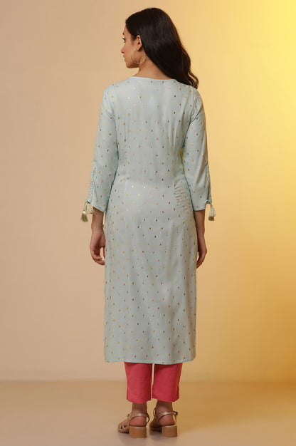 Blue Embroidered Festive Kurta