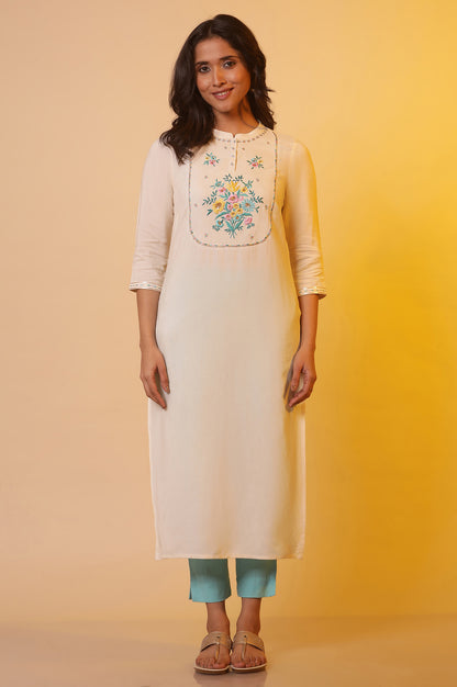 White Embroidered Light Festive Kurta