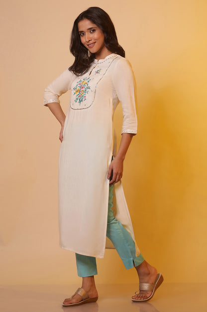 White Embroidered Light Festive Kurta