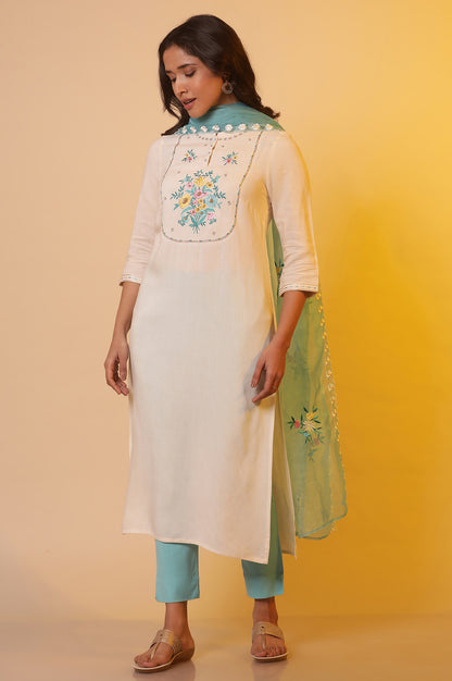 White Embroidered Light Festive Kurta