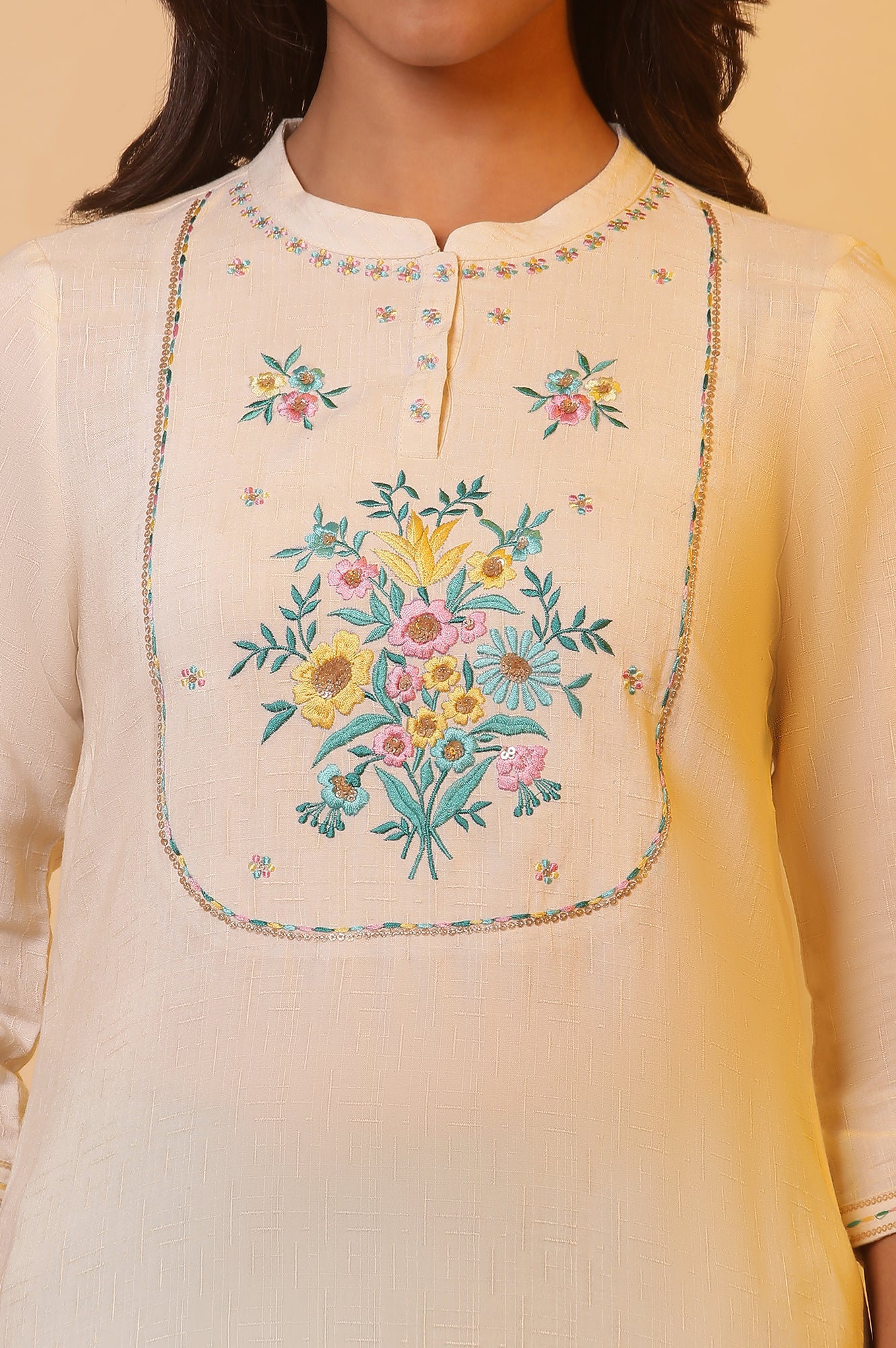 White Embroidered Light Festive Kurta